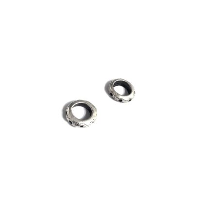 Silvery metal ring beads - size 4 x 15 mm - 2 pieces