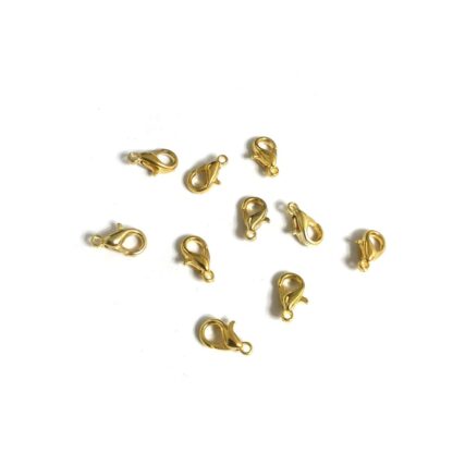 Golden metal lobster clasps - size 6 x 10 mm - 10 pieces