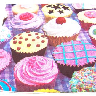 Colourful cupcakes paper napkin for decoupage by piece - size 330 mm