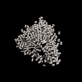 Silvery bugle seed beads - size 2.5 x 4 mm - weight 50 g