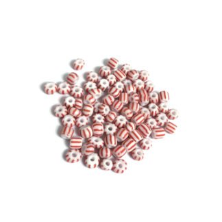 Red and white bugle seed beads - size 5 mm - weight 50 g