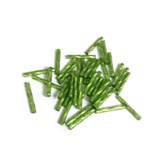 Twisted yellowish green bugle beads - size 3 x 20 mm - weight 50 g