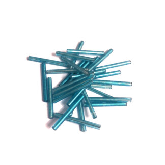 Bluish green bugle beads - size 3 x 25 mm - weight 50 g