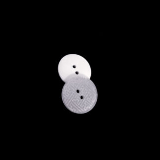 Two-hole round grey and white swastika plastic buttons - diametre 22 mm - 2 pieces