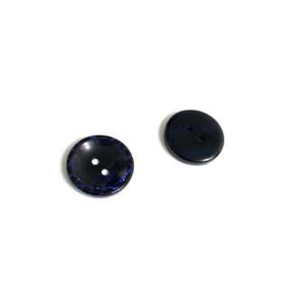 Glittery edge round dark blue plastic buttons - diametre 21 mm - 5 pieces