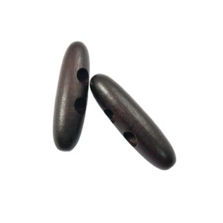 Dark brown toggle wooden buttons - length 48 mm - 2 pieces