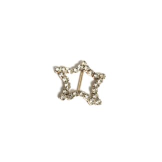 Clear rhinestones golden metal buckle - size 25 mm
