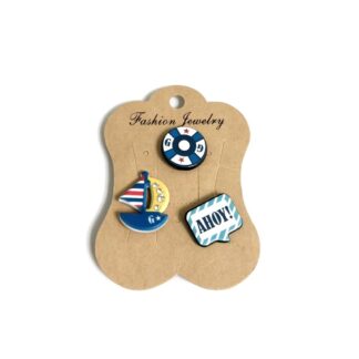 Boat helm and AHOY! pin badges - size 20 x 27 mm - 3 pieces