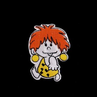 Orange hair and yellow pants boy on white iron-on garment sticker by piece - size 50 x 70 mm