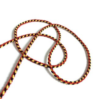 Braided round yellow red and black elastic cord by metre - diametre 4.5 mm
