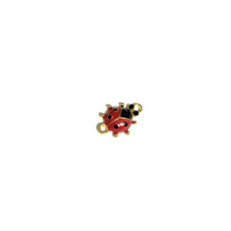 Red and black ladybird golden metal connector - size 14.5 x 20 mm