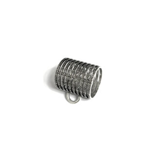 Silvery metal spacer with pendant loop - size 25 x 30 mm
