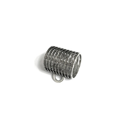 Silvery metal spacer with pendant loop - size 25 x 30 mm
