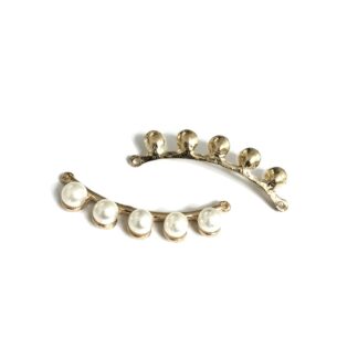 Pearl white balls golden metal connector - size 15 x 42 mm