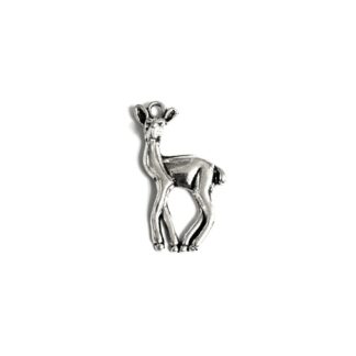 Silvery metal doe pendant - size 18 x 33 mm