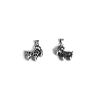 Silvery metal filigree ibex pendant - size 16 x 21 mm