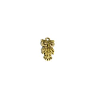 Golden metal owl pendant - size 11 x 20 mm