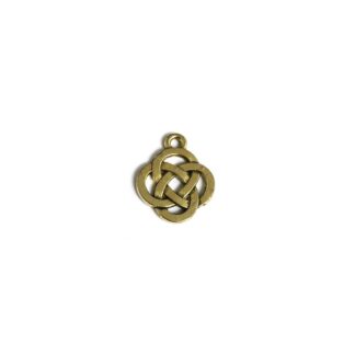 Golden metal Celtic knot pendant - size 16 x 19 mm