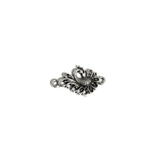 Silvery metal peacock connector - size 16 x 28 mm