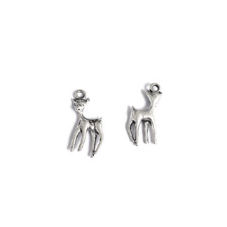 Silvery metal fawn pendant - size 10 x 26 mm