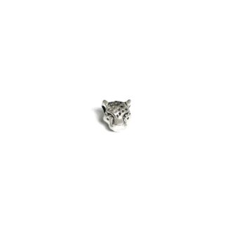 Silvery metal leopard head bead - size 11 mm