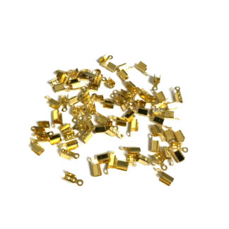 Golden metal fold over cord ends - size 3.5 x 8 mm - weight 5 g