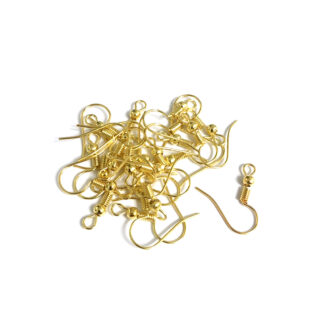 Golden metal earring hooks - size 15 x 17 mm - weight 5 g