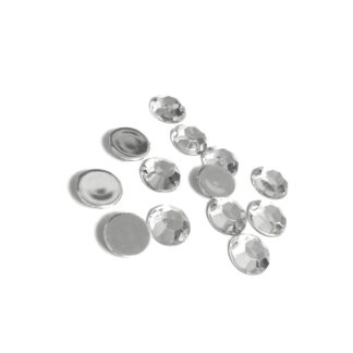 Faceted round flat-back silvery rhinestones - diametre 13 mm - approximately 14 pieces