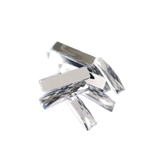 Faceted rectangular flat-back silvery sew-on rhinestones - size 7 x 26 mm - 9 pieces