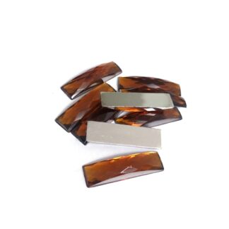 Faceted rectangular flat-back orange brown rhinestones - size 7.5 x 26 mm - 9 pieces