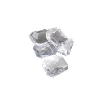 Faceted rectangular flat-back silvery sew-on rhinestones - size 14 x 20 mm - 6 pieces
