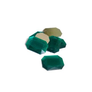 Faceted rectangular silvery flat-back green sew-on rhinestones - size 25 x 17.5 mm - approximately 7 pieces
