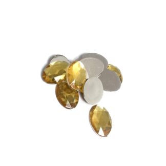 Faceted oval flat-back yellow rhinestones - size 13 x 18 mm - approximately 13 pieces