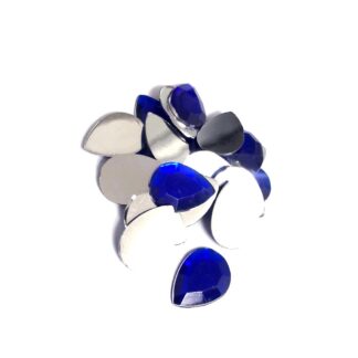 Faceted silvery flat-back blue drop sew-on rhinestones - size 13 x 18 mm - approximately 19 pieces