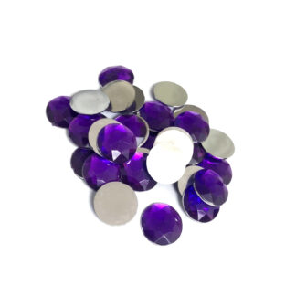 Faceted round flat-black light purple rhinestones - diametre 12 mm - approximately 33 pieces