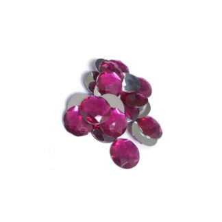 Faceted round flat-back pink sew-on rhinestones - diametre 13 mm - approximately 20 pieces