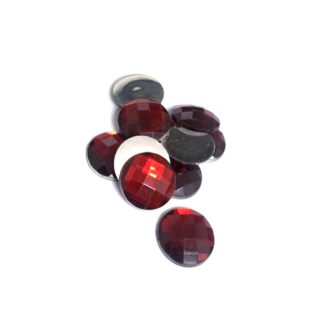 Faceted round flat-back red rhinestones - diametre 16 mm - approximately 11 pieces