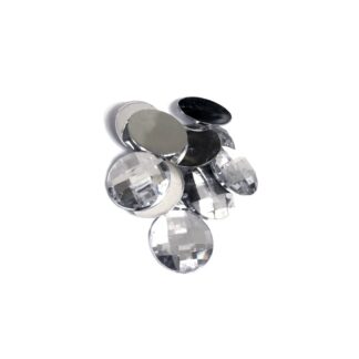 Faceted round flat-back silvery rhinestones - diametre 15 mm - approximately 13 pieces