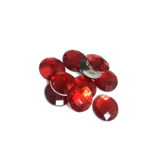Faceted round flat-back red rhinestones - diametre 16 mm - approximately 11 pieces