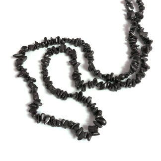Brownish dark grey stone beads by strand - size 4 x 9 mm - length 86 cm