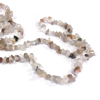 Brown and semi-transparent white stone beads by strand - diametre 6-8 mm - length 88 cm