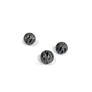 Dark grey metal filigree balls - diametre 12 mm - 3 pieces