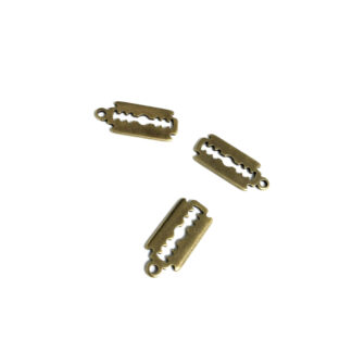 Brass metal razor blade pendants - size 9 x 20 mm - 3 pieces