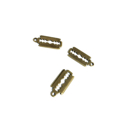 Brass metal razor blade pendants - size 9 x 20 mm - 3 pieces