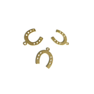 Golden metal horseshoe pendants - size 15 x 18 mm - 3 pieces