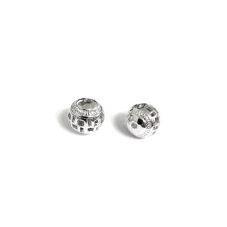 Silvery metal swastika balls - diametre 14.5 mm - 2 pieces