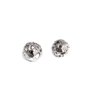Silvery metal swastika filigree balls - diametre 14 mm - 2 pieces