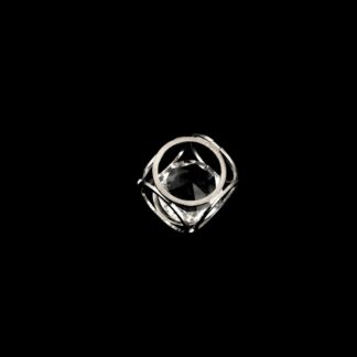 Brilliant-cut glass silvery metal cube bead - size 16 mm