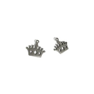 Grey metal crown pendants - size 17 x 15 mm - 2 pieces