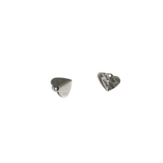 Silvery metal LOVE heart pendants - size 10 x 11 mm - 2 pieces